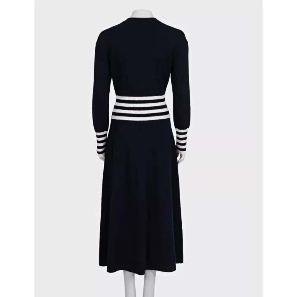 CHANEL Fall 2016 Cashmere Knit Striped Maxi Dress Sz.48/4XL